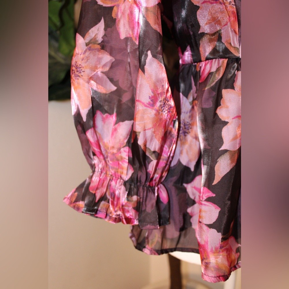 Thirty Thirty LA Floral Organza Peplum Babydoll Blouse - Picture 8 of 13